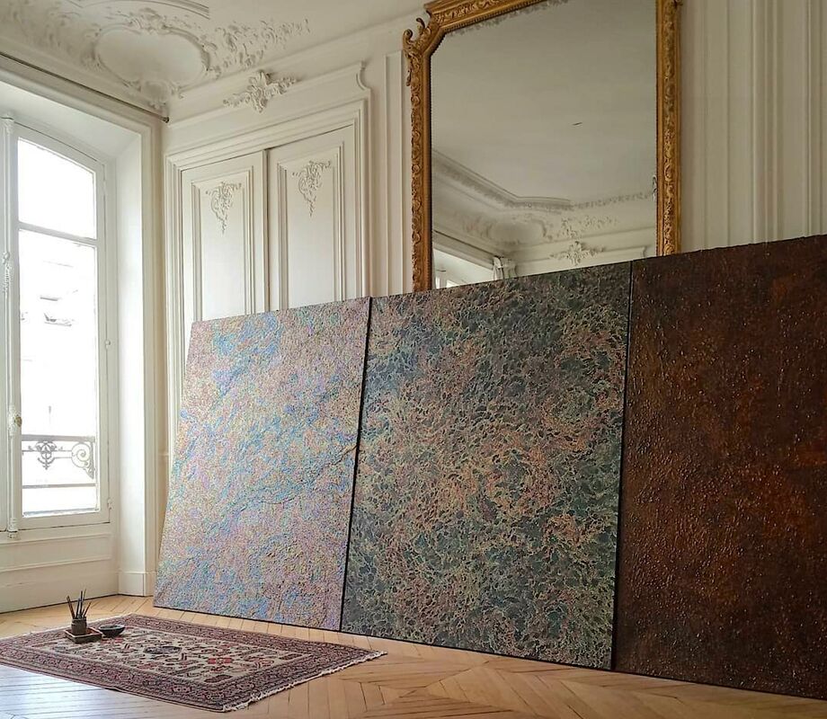 Triptyque Poly  Interferential Paintings